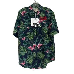 NWT Sandrine Rose Tropical Print Button-Down Shirt Women’s Small